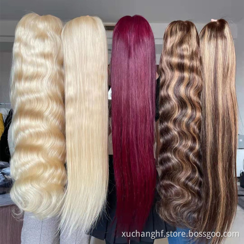 100% Virgin Brazilian Human Hair Frontal Wig 10A Grade Highlight Wigs Ombre Piano Color Human Hair Hd Lace Front Wigs